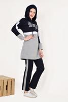 Tesettür giyim GRİ KAPÜŞONLU EŞOFMAN TAKIM T 7238