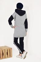 Tesettür giyim GRİ KAPÜŞONLU EŞOFMAN TAKIM T 7238