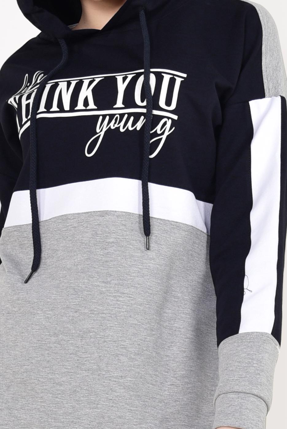 Tesettür giyim GRİ KAPÜŞONLU EŞOFMAN TAKIM T 7238