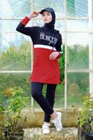 Tesettür giyim KIRMIZI KAPÜŞONLU EŞOFMAN TAKIM T 7238