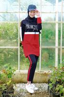 Tesettür giyim KIRMIZI KAPÜŞONLU EŞOFMAN TAKIM T 7238