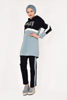 Tesettür giyim MAVİ KAPÜŞONLU EŞOFMAN TAKIM T 7238