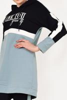 Tesettür giyim MAVİ KAPÜŞONLU EŞOFMAN TAKIM T 7238