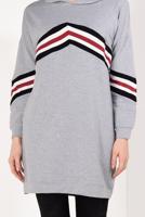 Tesettür giyim GRİ ÇİZGİ DETAYLI EŞOFMAN TUNİK T 7728