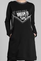 Tesettür giyim SİYAH YAZI BASKILI PAMUKLU EŞOFMAN TAKIMI 7838