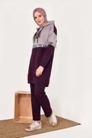 Tesettür giyim MÜRDÜM PUL PAYETLİ YAZI BASKILI EŞOFMAN TAKIMI 7938