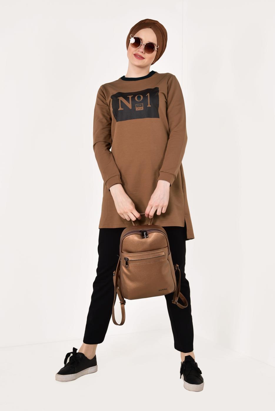 Tesettür giyim TURUNCU PAMUKLU PANTOLONLU EŞOFMAN TAKIM 8038