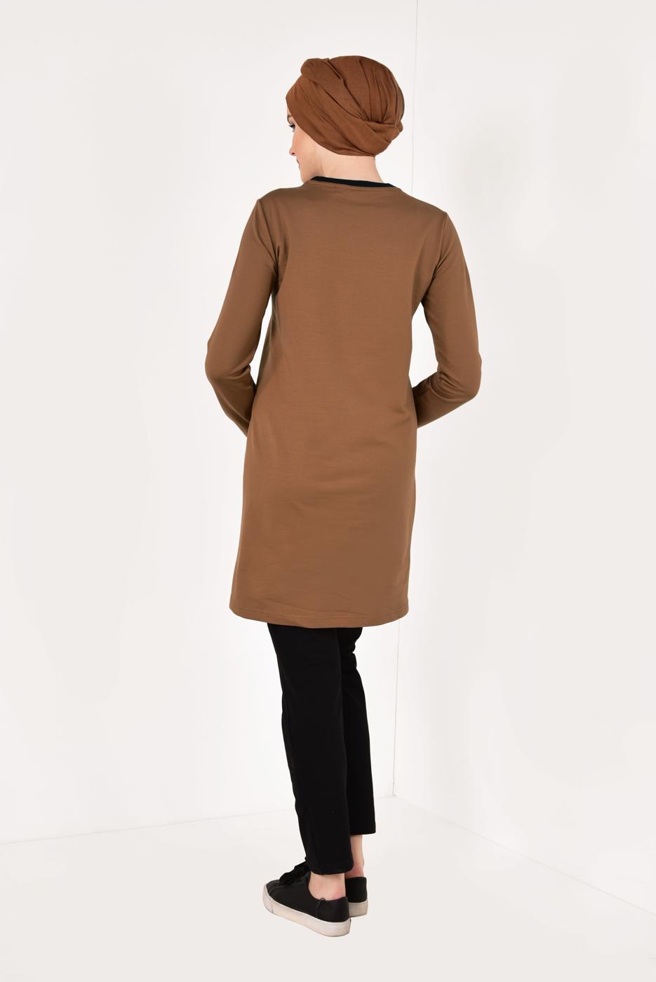 Tesettür giyim TURUNCU PAMUKLU PANTOLONLU EŞOFMAN TAKIM 8038