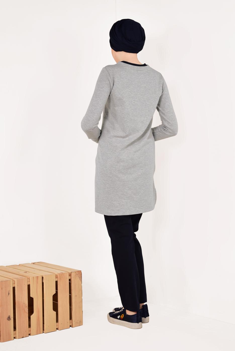 Tesettür giyim GRİ PAMUKLU PANTOLONLU EŞOFMAN TAKIM 8038