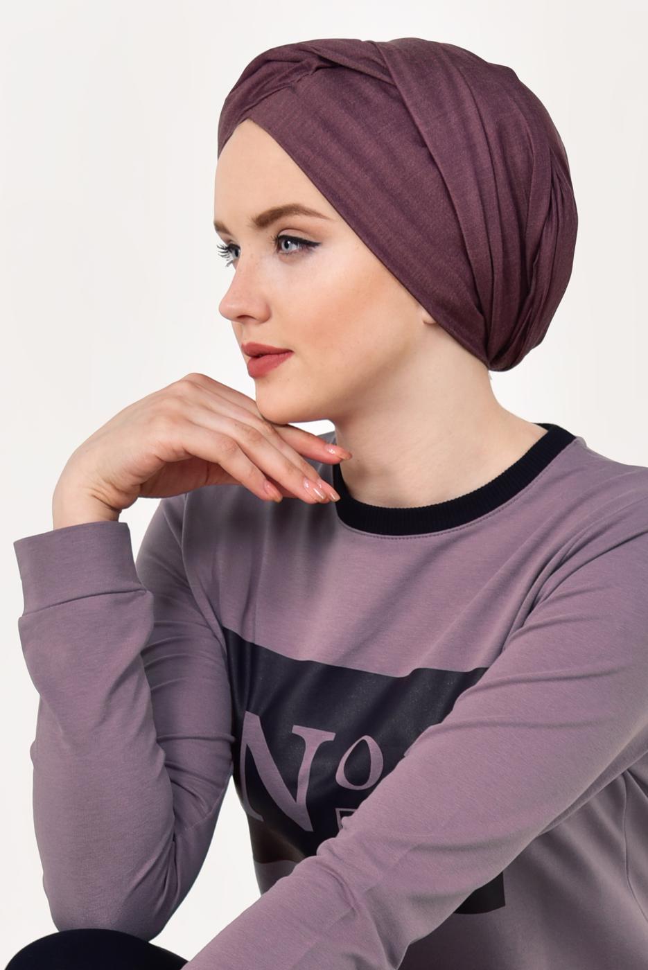 Tesettür giyim KAHVE PAMUKLU PANTOLONLU EŞOFMAN TAKIM 8038