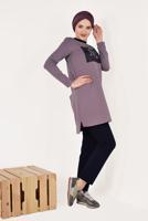 Tesettür giyim KAHVE PAMUKLU PANTOLONLU EŞOFMAN TAKIM 8038