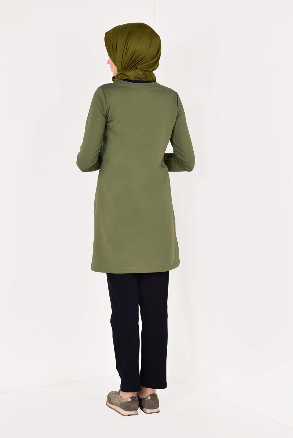 Tesettür giyim YEŞİL PAMUKLU PANTOLONLU EŞOFMAN TAKIM 8038