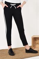 Tesettür giyim SİYAH YANDAN ŞERİT DETAYLI BELDEN BAĞCIKLI EŞOFMAN ALTI 9503 