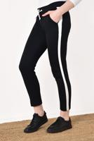 Tesettür giyim SİYAH YANDAN ŞERİT DETAYLI BELDEN BAĞCIKLI EŞOFMAN ALTI 9503 