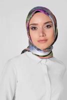 Tesettür giyim HAKİ T 11435-1  ALVİNA DESENLİ EŞARP