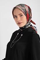 Tesettür giyim SİYAH T 11435-1  ALVİNA DESENLİ EŞARP