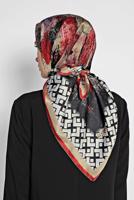 Tesettür giyim SİYAH T 11435-1  ALVİNA DESENLİ EŞARP