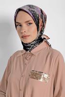 Tesettür giyim PUDRA T 11435-1  ALVİNA DESENLİ EŞARP