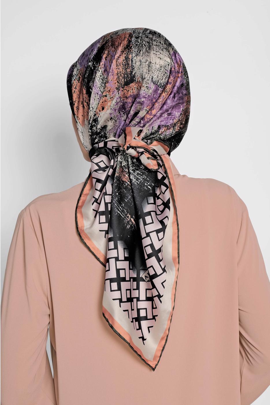 Tesettür giyim PUDRA T 11435-1  ALVİNA DESENLİ EŞARP