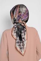 Tesettür giyim PUDRA T 11435-1  ALVİNA DESENLİ EŞARP