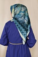 Tesettür giyim LACİVERT T 11435-1  ALVİNA DESENLİ EŞARP