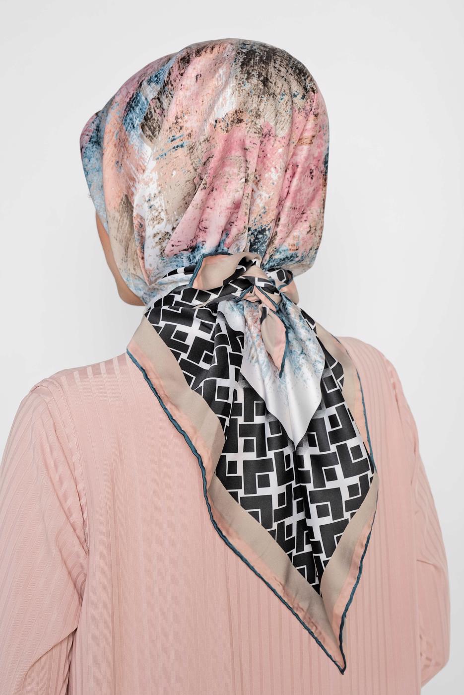 Tesettür giyim MAVİ T 11435-1  ALVİNA DESENLİ EŞARP