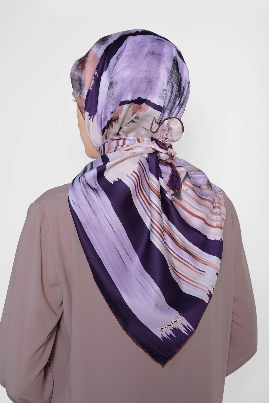 Tesettür giyim MOR ALVİNA DESENLİ EŞARP 11436-1