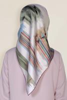 Tesettür giyim BEJ ALVİNA DESENLİ EŞARP 11436-1