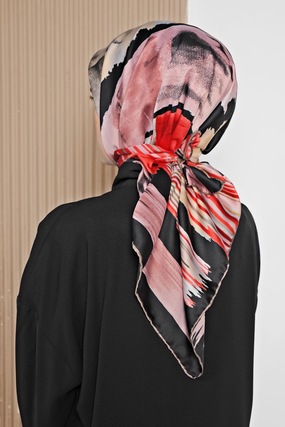 Tesettür giyim PUDRA ALVİNA DESENLİ EŞARP 11436-1