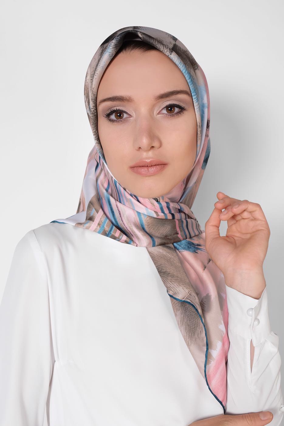 Tesettür giyim KREM ALVİNA DESENLİ EŞARP 11436-1