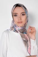 Tesettür giyim KREM ALVİNA DESENLİ EŞARP 11436-1