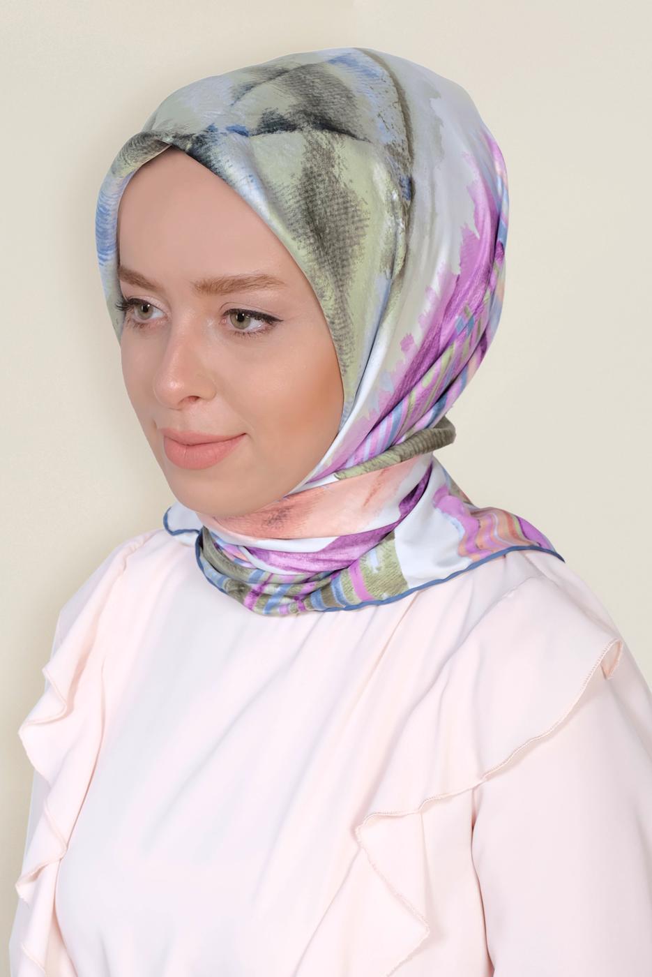 Tesettür giyim GRİ ALVİNA DESENLİ EŞARP 11436-1