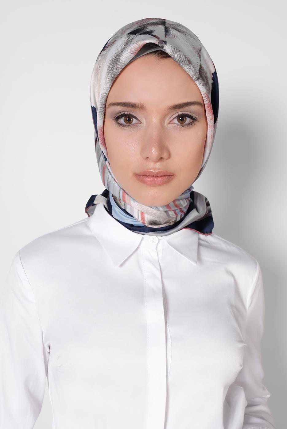 Tesettür giyim LACİVERT ALVİNA DESENLİ EŞARP 11436-1