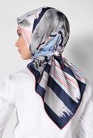 Tesettür giyim LACİVERT ALVİNA DESENLİ EŞARP 11436-1