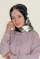 Tesettür giyim SİYAH T 12183-1 ALVİNA DESENLİ EŞARP