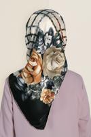 Tesettür giyim SİYAH T 12183-1 ALVİNA DESENLİ EŞARP