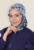 Tesettür giyim MAVİ T 12183-1 ALVİNA DESENLİ EŞARP