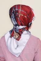 Tesettür giyim KIRMIZI T 12183-1 ALVİNA DESENLİ EŞARP