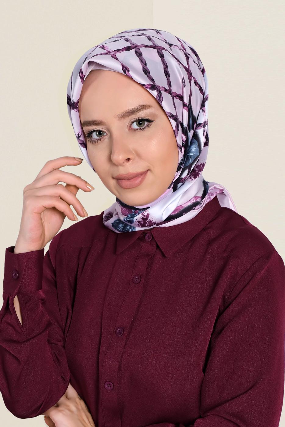 Vêtements hijab POUDRE T 12183-1 ALVİNA DESENLİ EŞARP