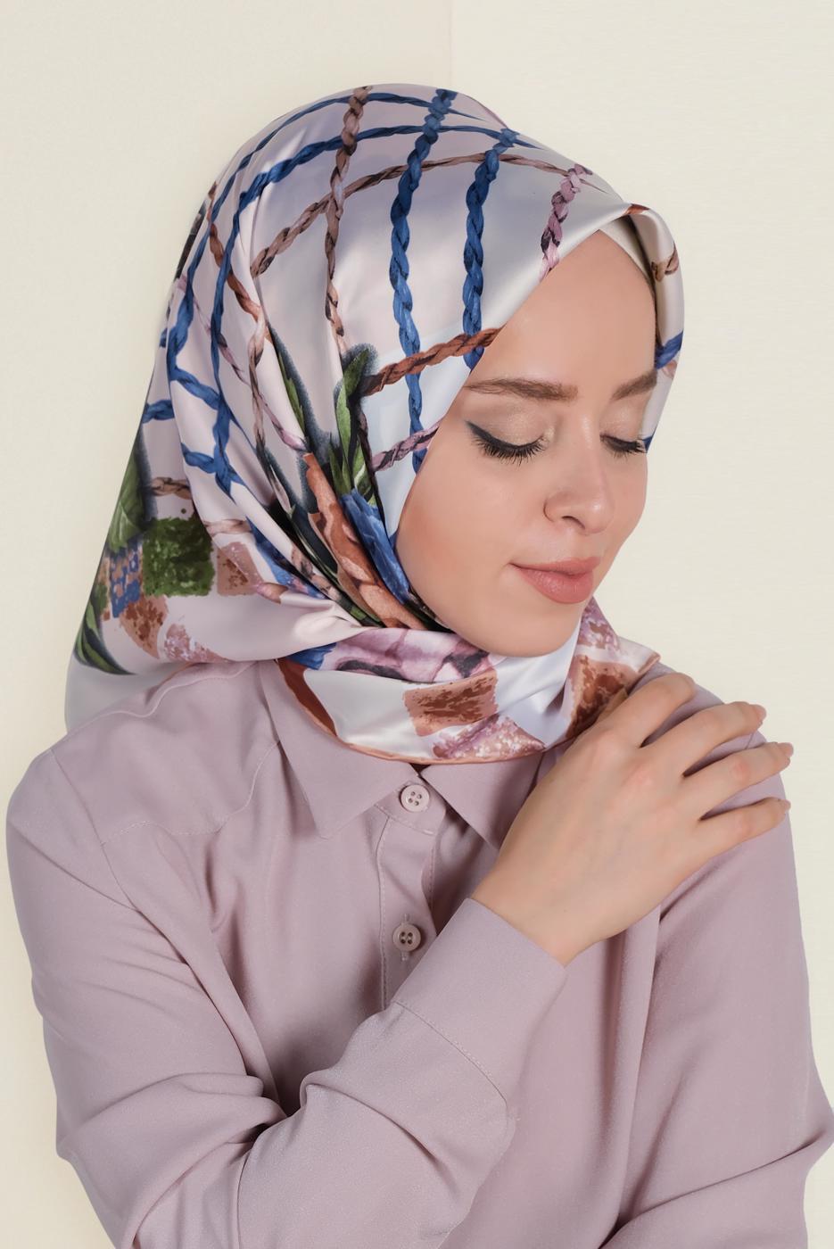 Tesettür giyim PUDRA T 12183-1 ALVİNA DESENLİ EŞARP