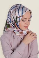 Tesettür giyim PUDRA T 12183-1 ALVİNA DESENLİ EŞARP