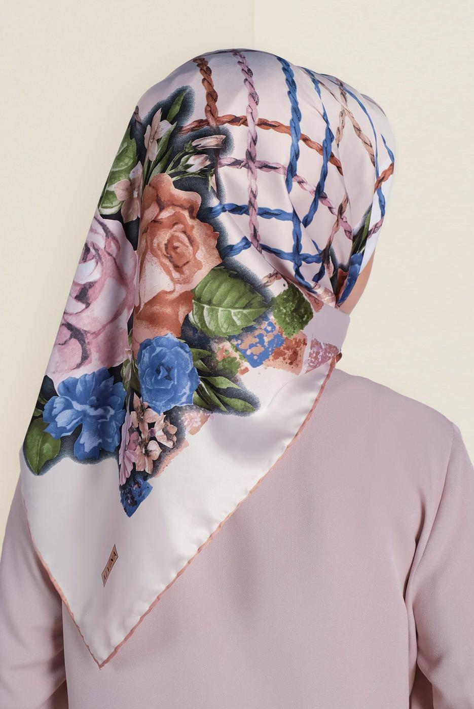 Tesettür giyim PUDRA T 12183-1 ALVİNA DESENLİ EŞARP