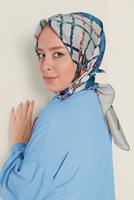Tesettür giyim MAVİ T 12183-1 ALVİNA DESENLİ EŞARP