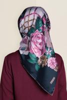 Tesettür giyim LACİVERT T 12183-1 ALVİNA DESENLİ EŞARP