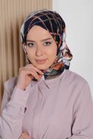 Vêtements hijab BLEU MARINE T 12183-1 ALVİNA DESENLİ EŞARP