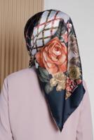 Vêtements hijab BLEU MARINE T 12183-1 ALVİNA DESENLİ EŞARP