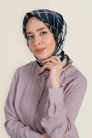 Vêtements hijab BLEU MARINE T 12183-1 ALVİNA DESENLİ EŞARP