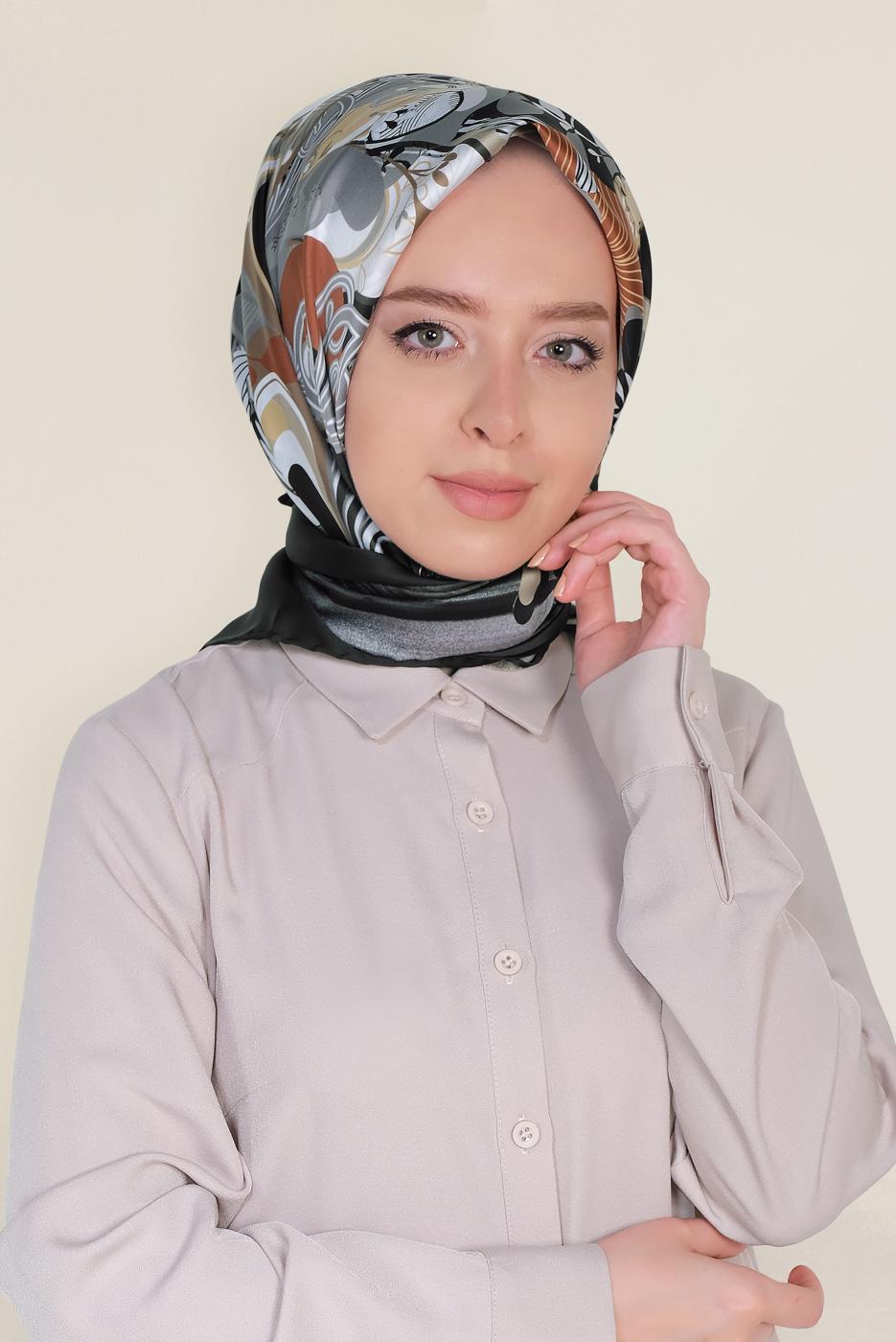 Tesettür giyim SİYAH T 12184-1 ALVİNA DESENLİ EŞARP