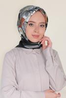 Tesettür giyim SİYAH T 12184-1 ALVİNA DESENLİ EŞARP