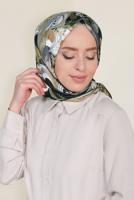 Tesettür giyim HAKİ T 12184-1 ALVİNA DESENLİ EŞARP